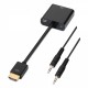 Conversor HDMI a SVGA Jack 3.5/H, 10cm+1 m para conectar la Pantalla VGA Color Negro