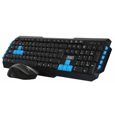 3GO COMBODRILEW2 teclado RF inalámbrico QWERTY Español Negro, Azul