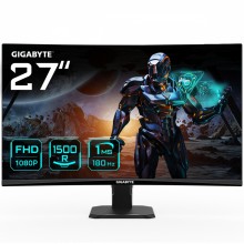 Monitor GIGABYTE GS27FC 27" Monitor de Juego Curvo FHD - 1920 x 1080, 1500R, 180Hz, 1 ms, 250 cd/m2, FreeSync Premium, HDR Ready