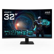 Monitor GIGABYTE GS32QCA 31.5" Monitor Curvo para Gaming QHD - 2560 x 1440, 180Hz, 1ms, 250 cd/m2, FreeSync, HDR Ready, HDMI 2.0