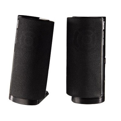 Hama | Altavoz estéreo con conexión USB A y Jack de 3,5mm, control de volumen integrado, color negro.