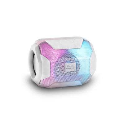 Mars Gaming MSBAXW, Altavoz Bluetooth RGB, Compacto,10W, USB/MicroSD/Radio, Blanco