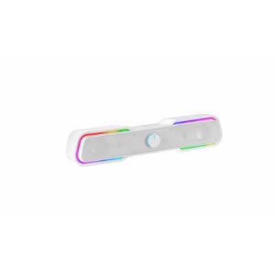 Mars Gaming MSBXW Blanco, Barra de Sonido RGB, Bluethooth 5.0+Jack 3.5, Sonido DSP 10W