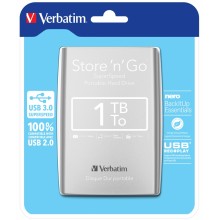 Verbatim Disco Duro Portátil Store -n- Go USB 3.0 de 1 TB en color Plateado