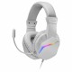 Mars Gaming MH122 Blanco, Cascos Gaming FRGB Over Ear con Micrófono, Sonido HiFi, Cancelación de Sonido, Ultraligeros, PS4 