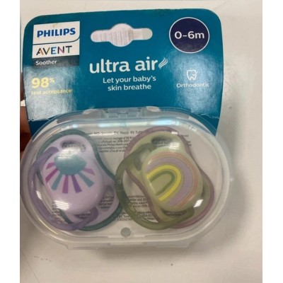 Philips Avent Ultra Air Soother: 2 chupetes ligeros y transpirables para bebés de 0 a 6 meses