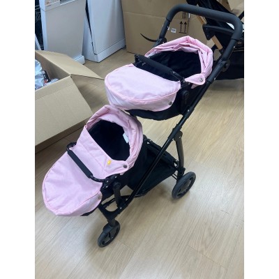 Joie Junior Evalite Twin Cochecito Rosa y Negro | Cochecito Ajustable para Muñecas