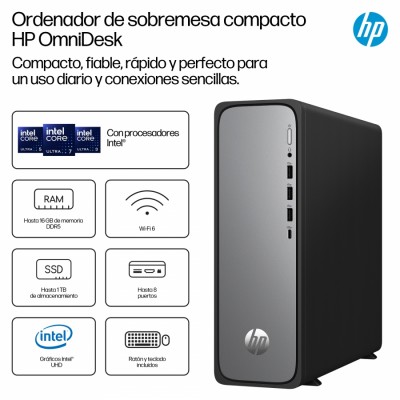Sobremesa HP, Intel i3, 8 GB, 512 GB, FreeDOS