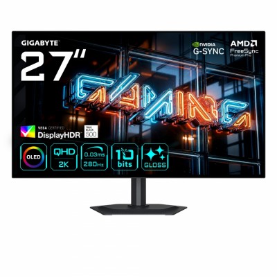 Monitor Gigabyte MO27Q28GR WOLED Brillante 27” QHD, 27", Quad HD, HDMI, DisplayPort