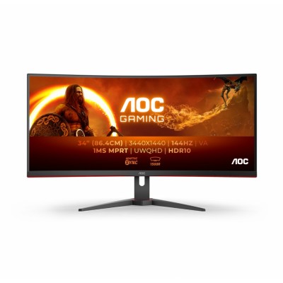 AOC G2 CU34G2XE/BK pantalla para PC 86,4 cm (34") 3440 x 1440 Pixeles Wide Quad HD LCD Negro, Rojo