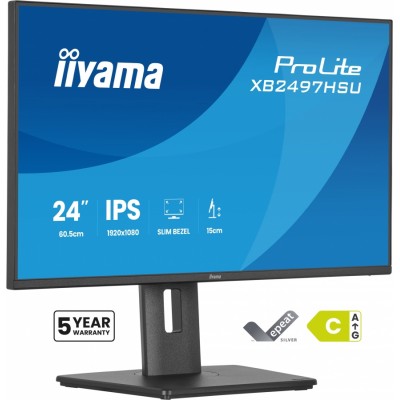 iiyama ProLite XB2497HSU-B1 pantalla para PC 23.8" 1920 x 1080 Pixeles Full HD LED Negro (HDMI, DisplayPort)