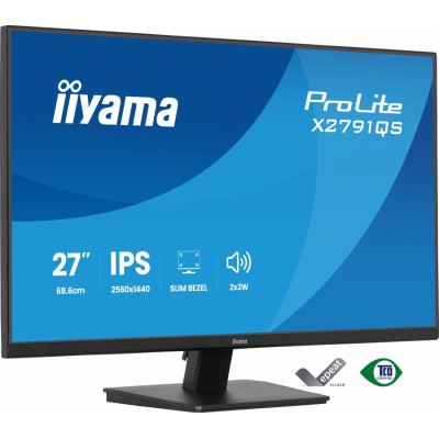iiyama ProLite X2791QS-B1 pantalla para PC 27" 2560 x 1440 Pixeles Quad HD LED Negro (HDMI, DisplayPort)