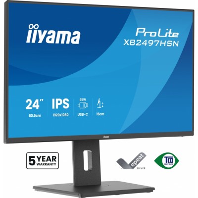 iiyama ProLite XB2497HSN-B1 pantalla para PC 23.8" 1920 x 1080 Pixeles Full HD LED Negro (HDMI, DisplayPort)