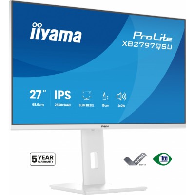 iiyama ProLite XB2797QSU-W1 pantalla para PC 27" 2560 x 1440 Pixeles Quad HD LED Blanco (HDMI, DisplayPort)