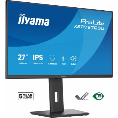 iiyama ProLite XB2797QSU-B1 pantalla para PC 27" 2560 x 1440 Pixeles Quad HD LED Negro (HDMI, DisplayPort)