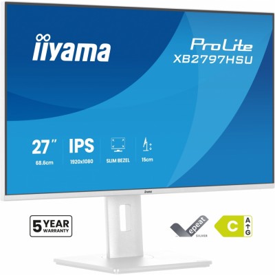 iiyama ProLite XB2797HSU-W1 pantalla para PC 27" 1920 x 1080 Pixeles Full HD LED Blanco (HDMI, DisplayPort)