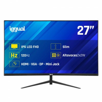 iggual Monitor 27" 1ms FHD 120Hz VGA HDMI DP MM (HDMI, DisplayPort, VGA)