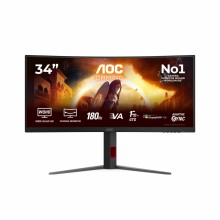 AOC G4 CU34G4CA pantalla para PC 34" 3440 x 1440 Pixeles Wide Quad HD Negro, Rojo (HDMI, DisplayPort)