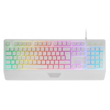 Mars Gaming MK124, Teclado Ergonómico H-Mech, Reposamuñecas Integrado, Iluminación FRGB Rainbow, Teclado Gaming Antighosting 