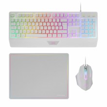 Mars Gaming MCP124, Combo Gaming 3en1, Teclado Ergonómico H-Mech LED RGB, Ratón RGB 3200DPI Switches HUANO, Alfombrilla Nanote