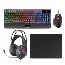 Mars Gaming MCP124PRO, Combo Gaming 4en1, Teclado RGB H-Mech con Reposamuñecas, Ratón RGB 3200DPI y Switches HUANO, Auriculare