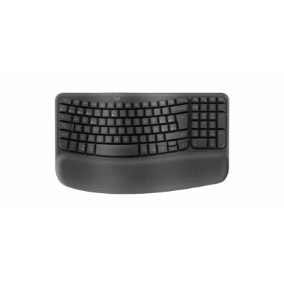 Logitech Wave Keys, teclado ergonómico inalámbrico con reposamanos acolchado, escritura cómoda y natural, Easy-Switch, Bluetooth