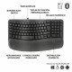Logitech Wave Keys for Business, teclado ergonómico inalámbrico con reposamanos acolchado, tecnología Logi Bolt segura, Bl