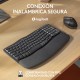 Logitech Wave Keys for Business, teclado ergonómico inalámbrico con reposamanos acolchado, tecnología Logi Bolt segura, Bl