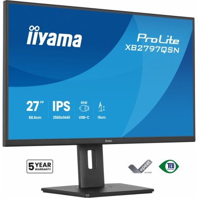 Monitor Iiyama ProLite XB2797QSN-B1, 27", 2560x1440, HDMI, USB-C, DVI, VGA