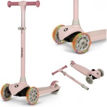 Lionelo Jessy — Patinete de equilibrio de 3 ruedas con luces LED, rosa