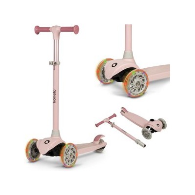 Lionelo Jessy — Patinete de equilibrio de 3 ruedas con luces LED, rosa