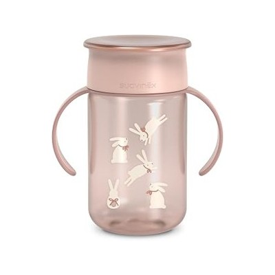 Suavinex, Vaso Aprendizaje Bebé, Taza 360 con Sistema Antiderrame y Antigoteo, Magic Cup con Asas y Tapa, Apto Lavavajillas y