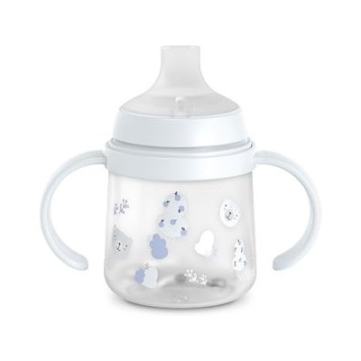 Suavinex Wild&Free — Biberón y vaso con asas y boquilla de silicona, 150 ml, desde 6 meses, azul