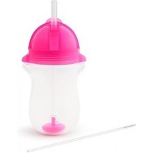 Munchkin Click Lock Tip and Sip — Vaso con pajita lastrada de 296 ml, rosa