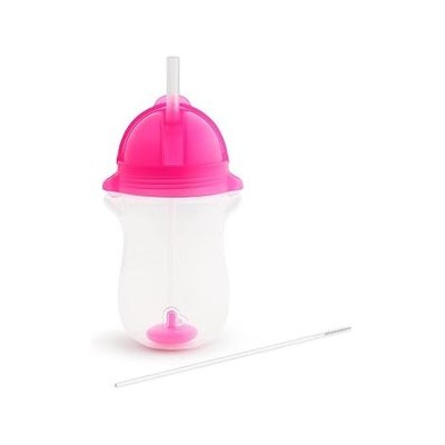 Munchkin Click Lock Tip and Sip — Vaso con pajita lastrada de 296 ml, rosa