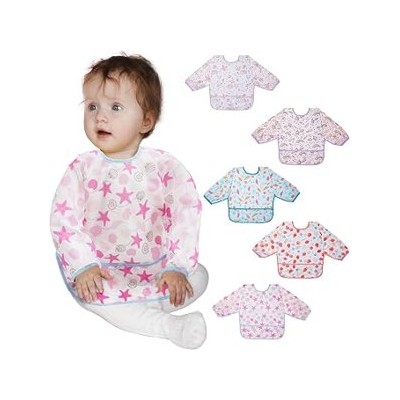 Lictin 5PCS Babero con Mangas Impermeable- Babero de Manga Larga,0-24 Meses