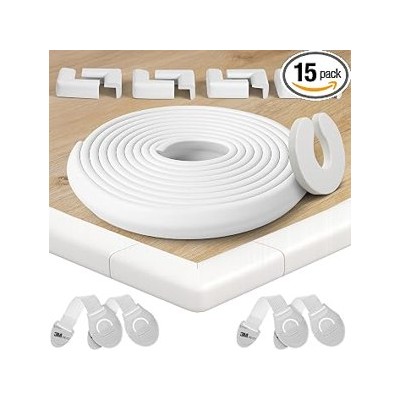 Happy Chlea Protector Esquinas Bebé – Cobertura Total 6,4 m (Rollo Protector de Bordes + 8 Cantoneras) + 4 Cerraduras y 1 Tope
