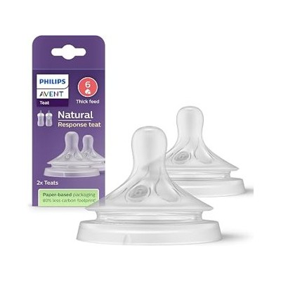 Philips Avent Tetina de biberón Natural Response: 2 tetinas de biberón Philips, sin BPA para bebés de 6 meses o más (modelo