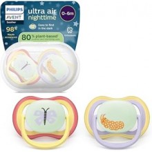 Philips Avent chupetes ultra air para la noche: diseño anatómico, para bebés de 0 a 6 meses, brillo en la oscuridad, tetina
