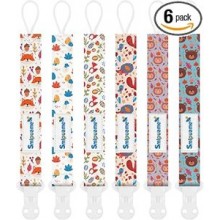 Smlpuame Conjunto de 6 Chupeteros, Cadena de Chupete Bebé, Chupetero con Clip para Niños y Niñas, Protege a tu Bebé(Precioso