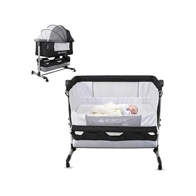 Mobiclinic Night — Cuna 3 en 1 con colchón, mosquitera y ruedas, negra
