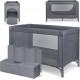 KikkaBoo So Gifted 2026 — Cuna de viaje plegable de 120 × 60 cm, gris oscuro
