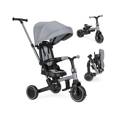KikkaBoo Aluma — Triciclo evolutivo 8 en 1, plegable y reversible, gris