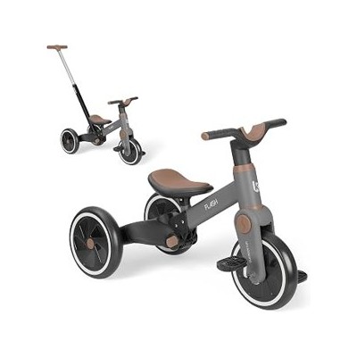 KikkaBoo Flash — Triciclo evolutivo 5 en 1 con manillar de empuje, gris