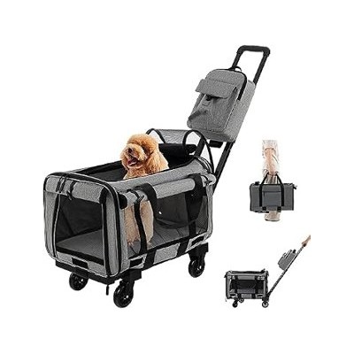 FANTASK — Transportín plegable para mascotas con ruedas y asa telescópica