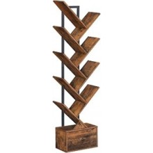 HOOBRO — Librería en forma de árbol, 9 niveles, marrón vintage