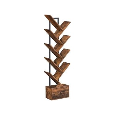 HOOBRO — Librería en forma de árbol, 9 niveles, marrón vintage