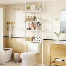 WELDUN — Estantería ajustable de baño, 4 niveles, blanca