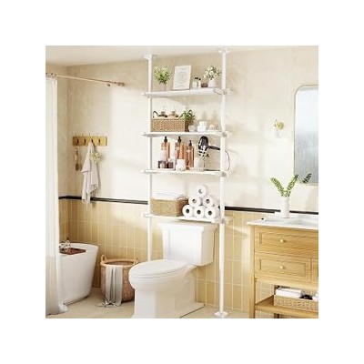 WELDUN — Estantería ajustable de baño, 4 niveles, blanca
