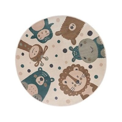 Hanse Home Adventures — Alfombra infantil redonda de animales, Ø100 cm